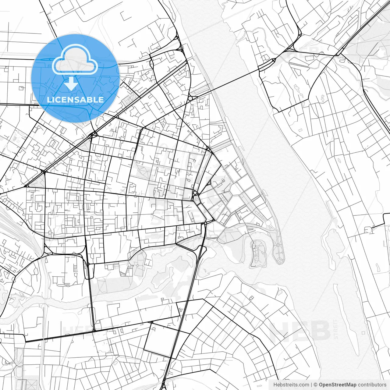 Vector PDF map of Yaroslavl, Russia