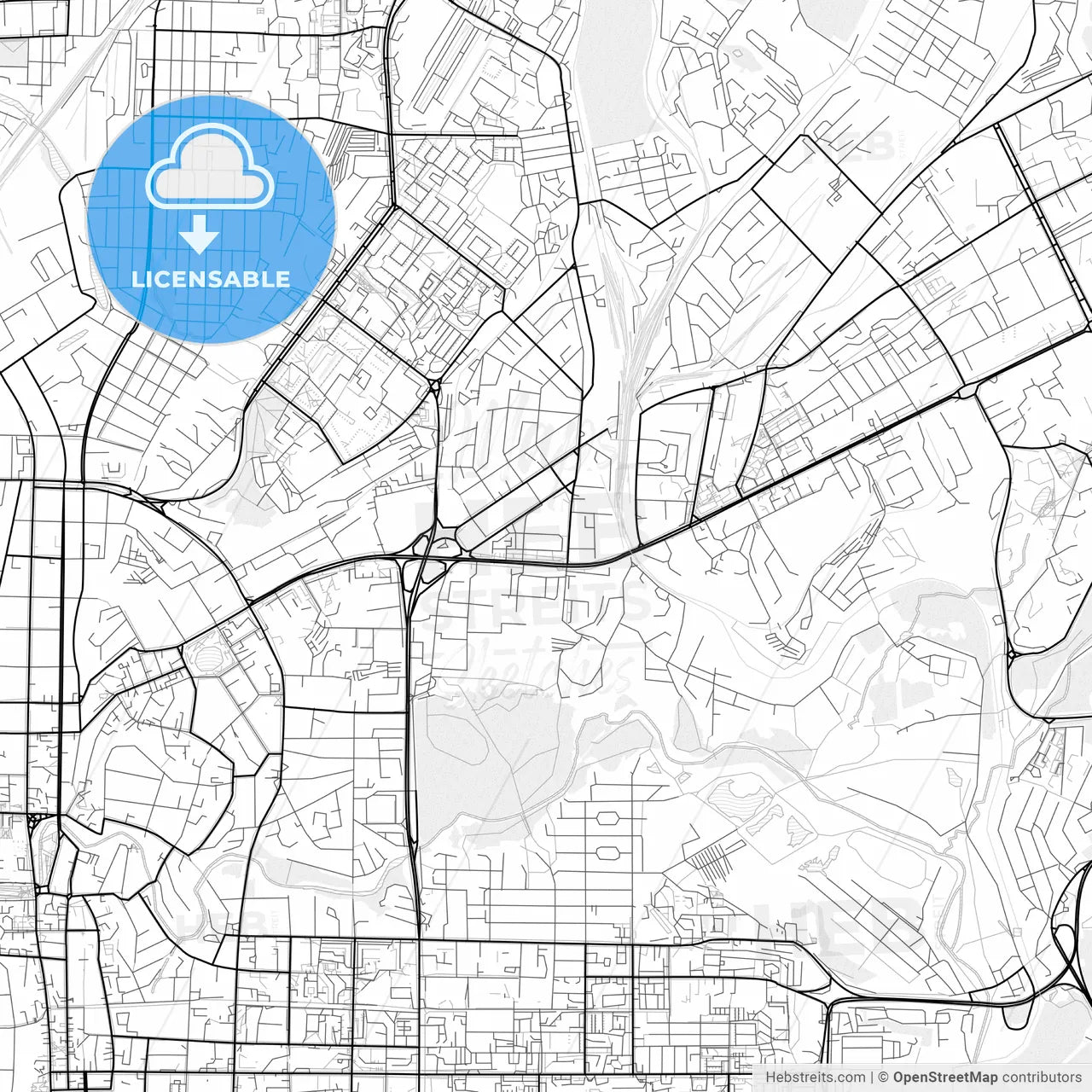 Vector PDF map of Tomsk, Russia