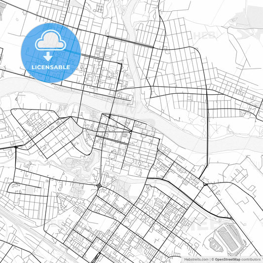 Vector PDF map of Tver, Russia