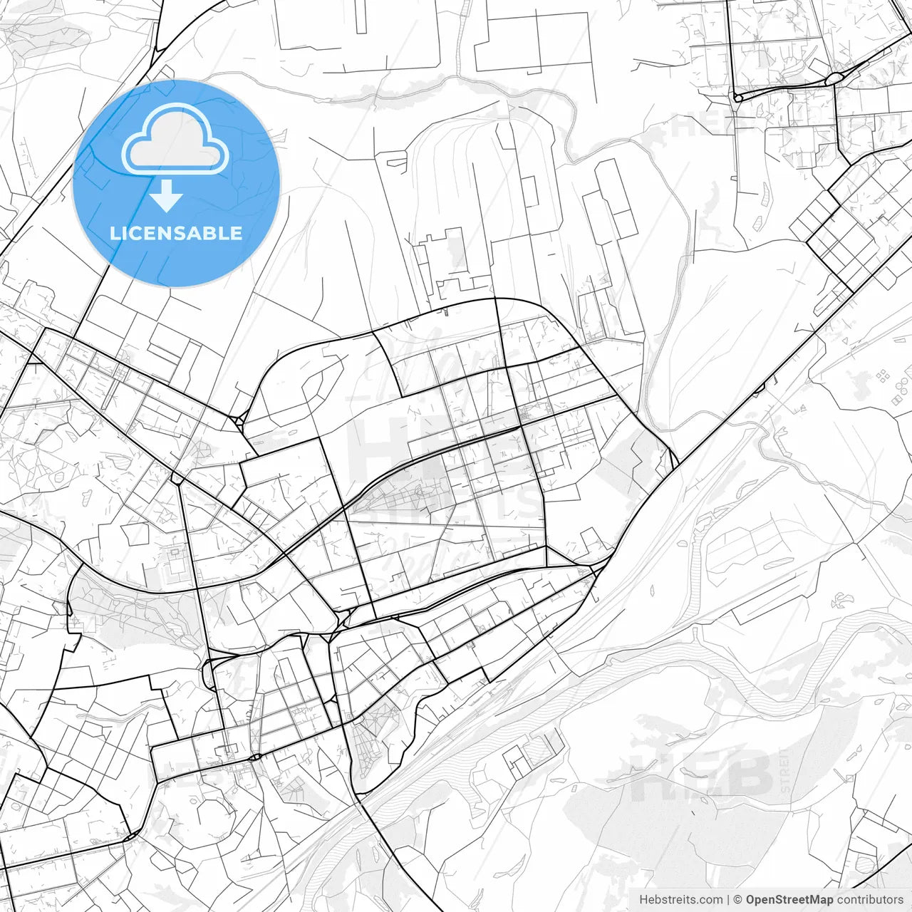 Vector PDF map of Vladimir, Russia