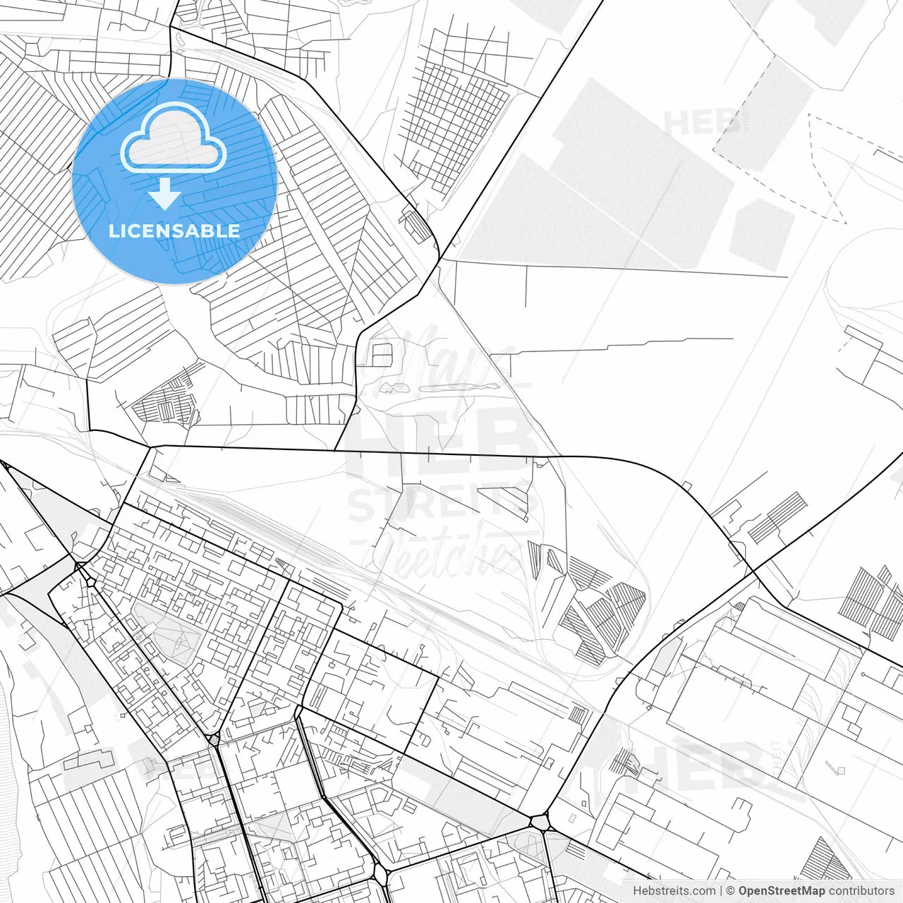 Vector PDF map of Yakutsk, Russia