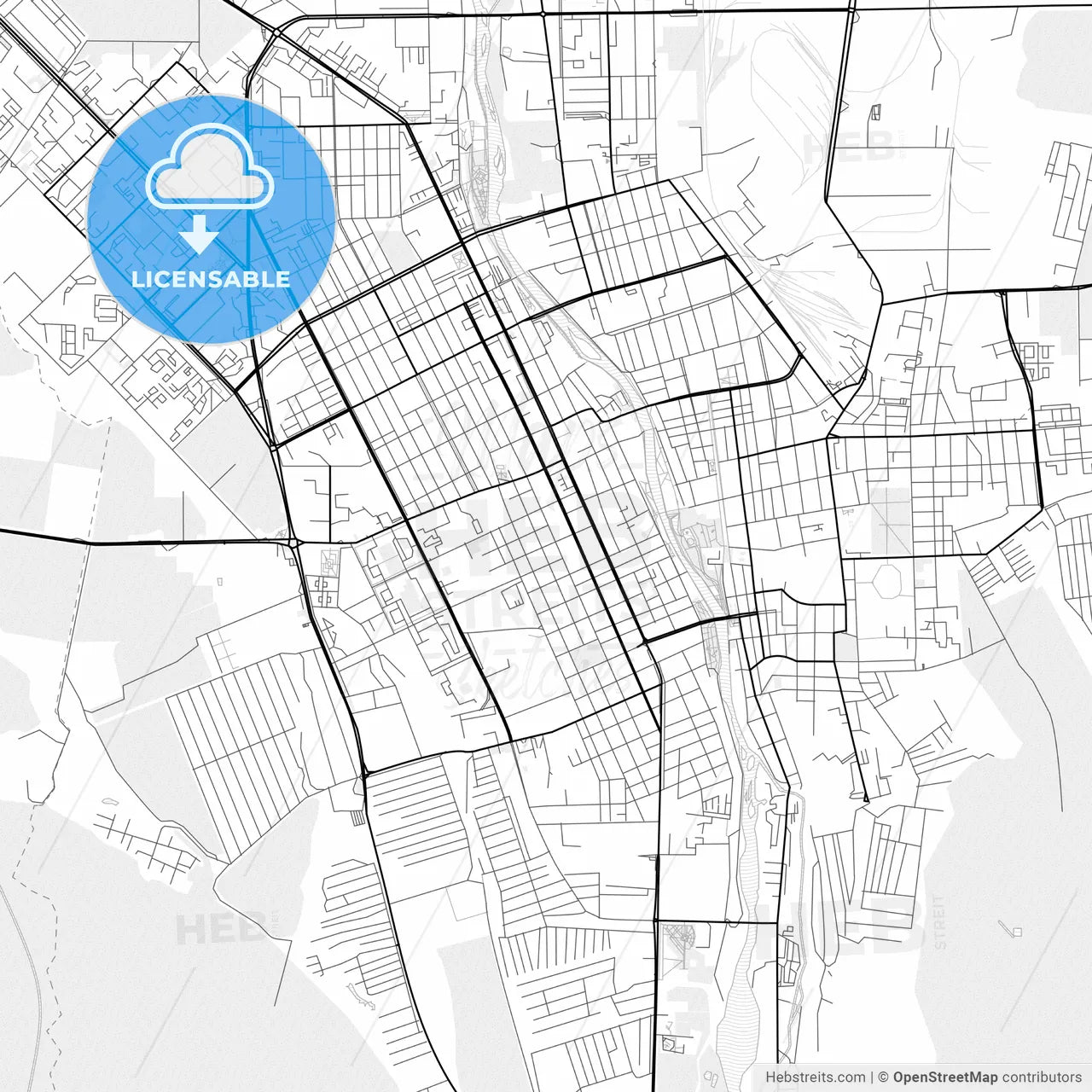 Vector PDF map of Vladikavkaz, Russia