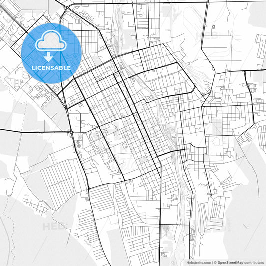 Vector PDF map of Vladikavkaz, Russia