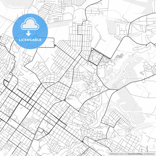 Vector PDF map of Shakhty, Russia