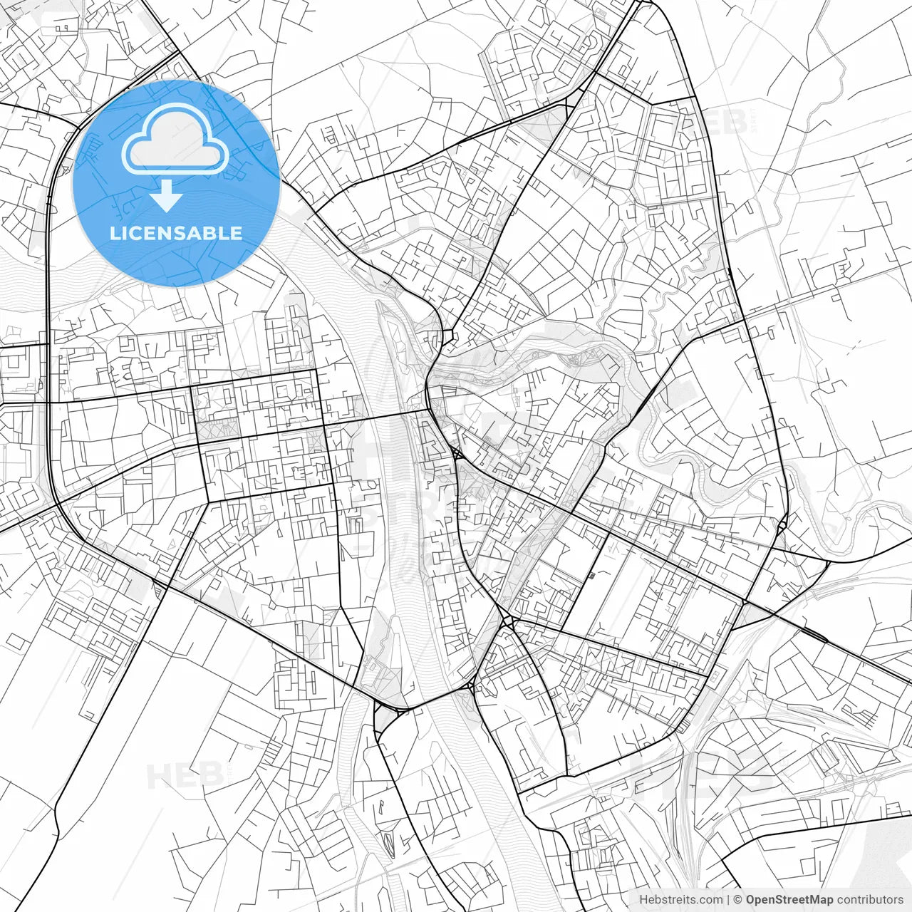 Vector PDF map of Pskov, Russia