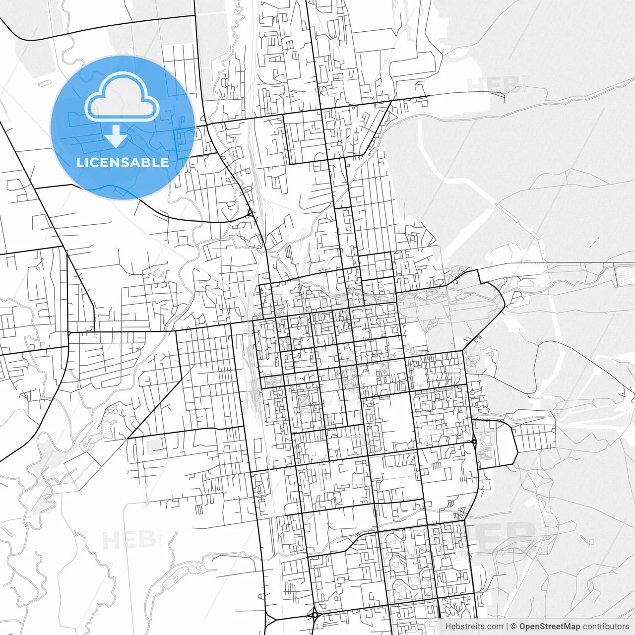 Vector PDF map of Yuzhno-Sakhalinsk, Russia