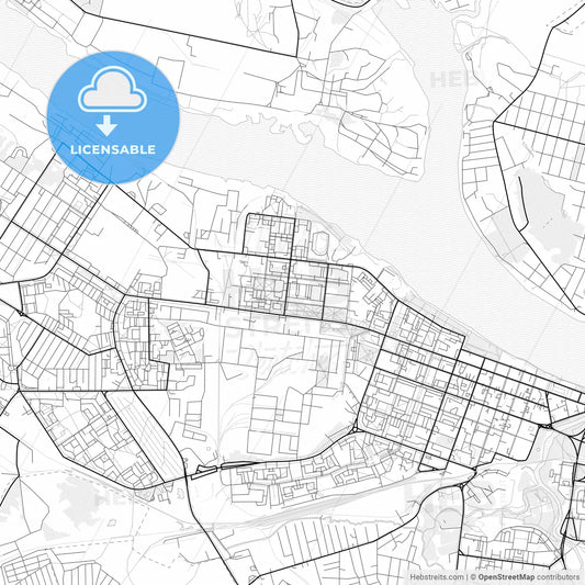 Vector PDF map of Rybinsk, Russia