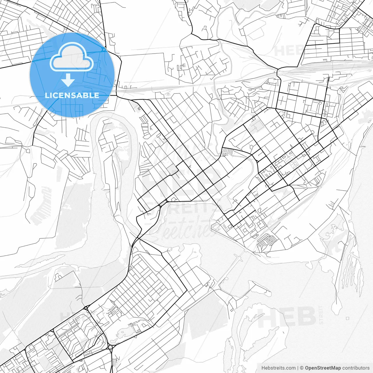 Vector PDF map of Syzran, Russia