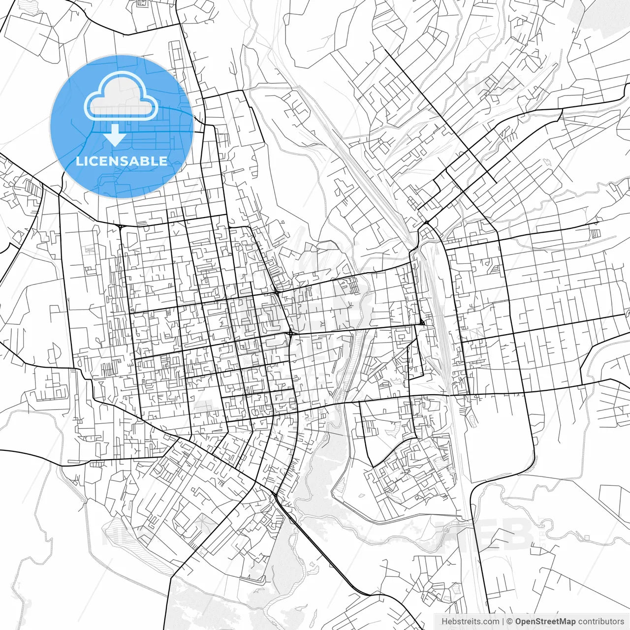 Vector PDF map of Ussuriysk, Russia