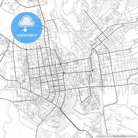 Vector PDF map of Ussuriysk, Russia