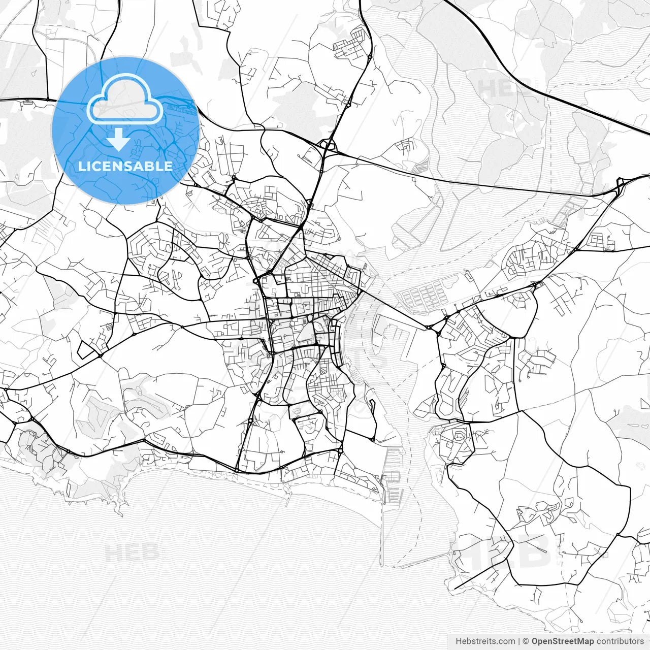 Vector PDF map of Portimão, Portugal