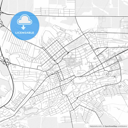 Vector PDF map of Yessentuki, Russia