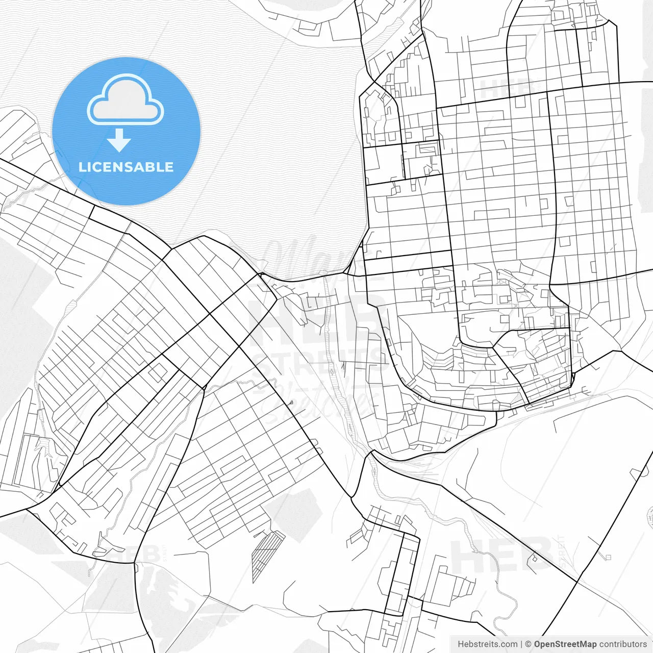 Vector PDF map of Votkinsk, Russia