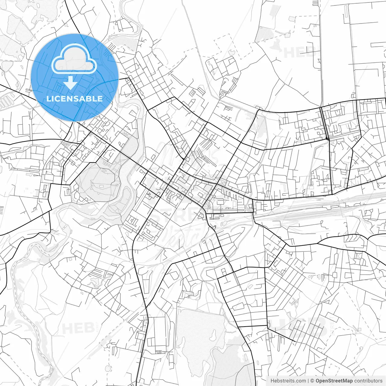 Vector PDF map of Velikiye Luki, Russia