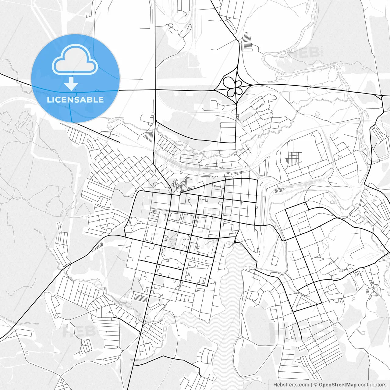 Vector PDF map of Revda, Russia