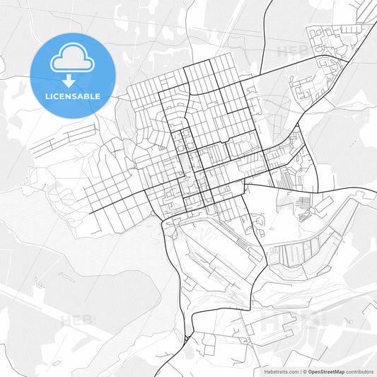 Vector PDF map of Polevskoy, Russia