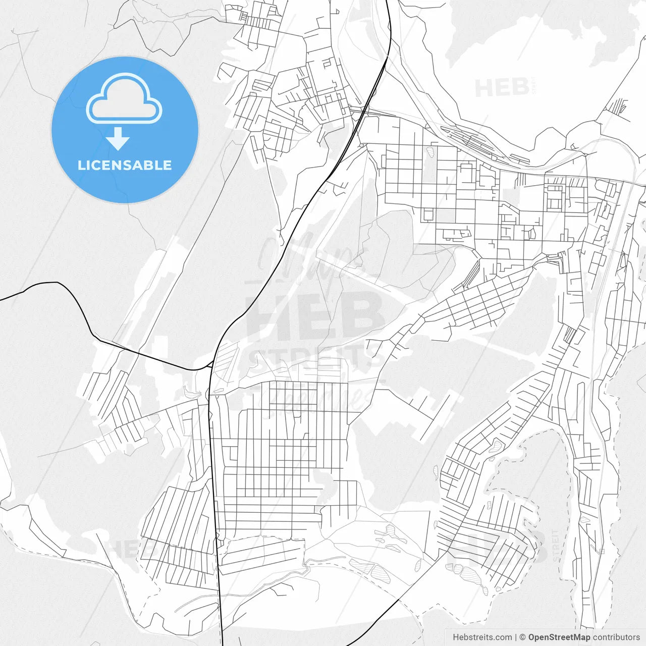 Vector PDF map of Zhigulyovsk, Russia
