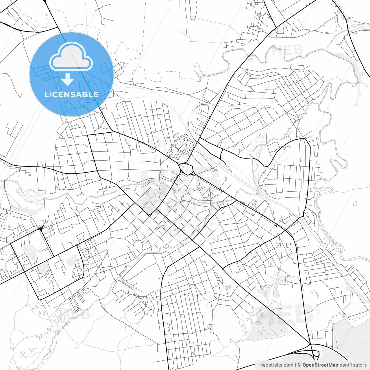Vector PDF map of Roslavl, Russia