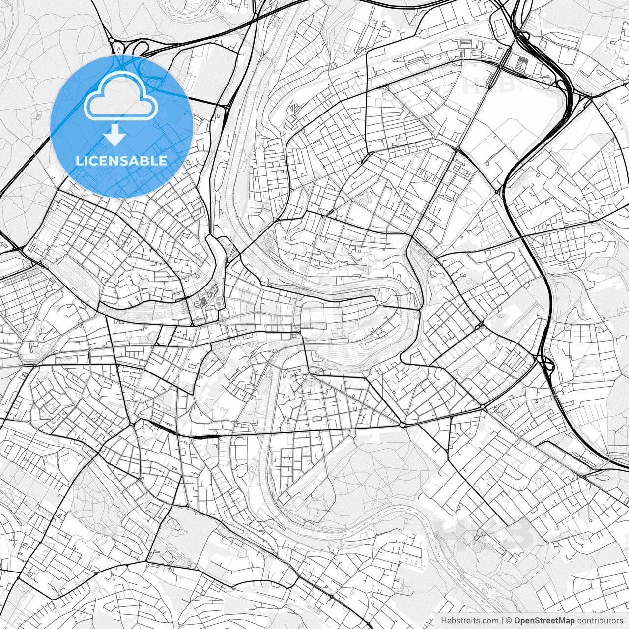 Vector PDF map of Bern, Switzerland