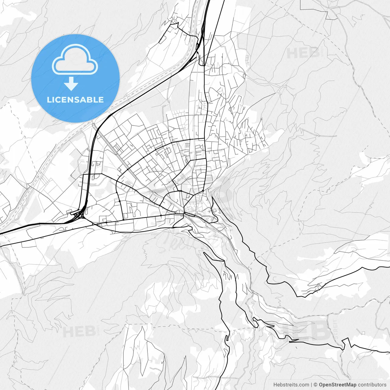 Vector PDF map of Chur, Switzerland