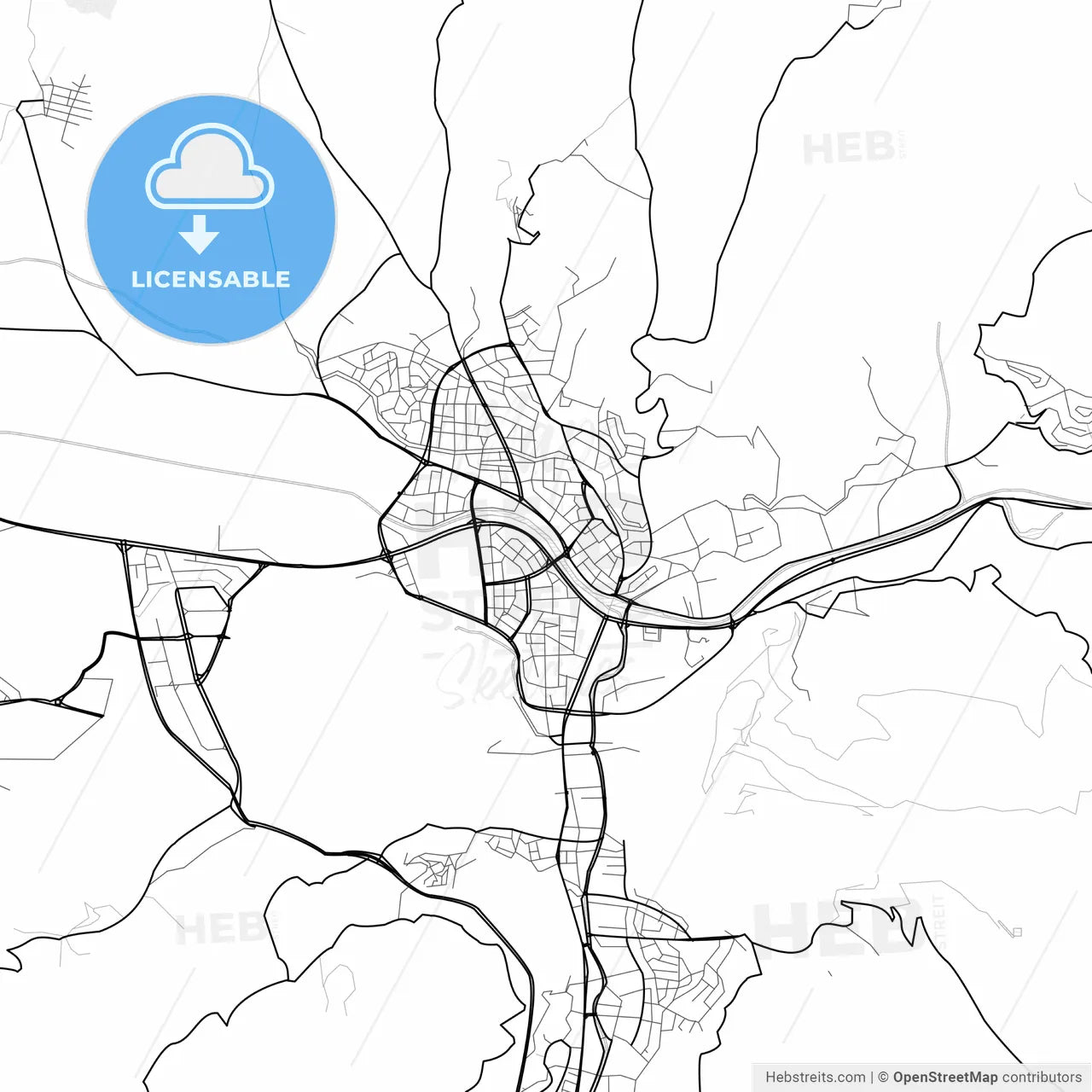 Vector PDF map of Tokat, Turkey