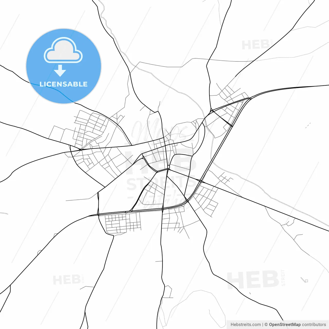 Vector PDF map of Zile, Turkey