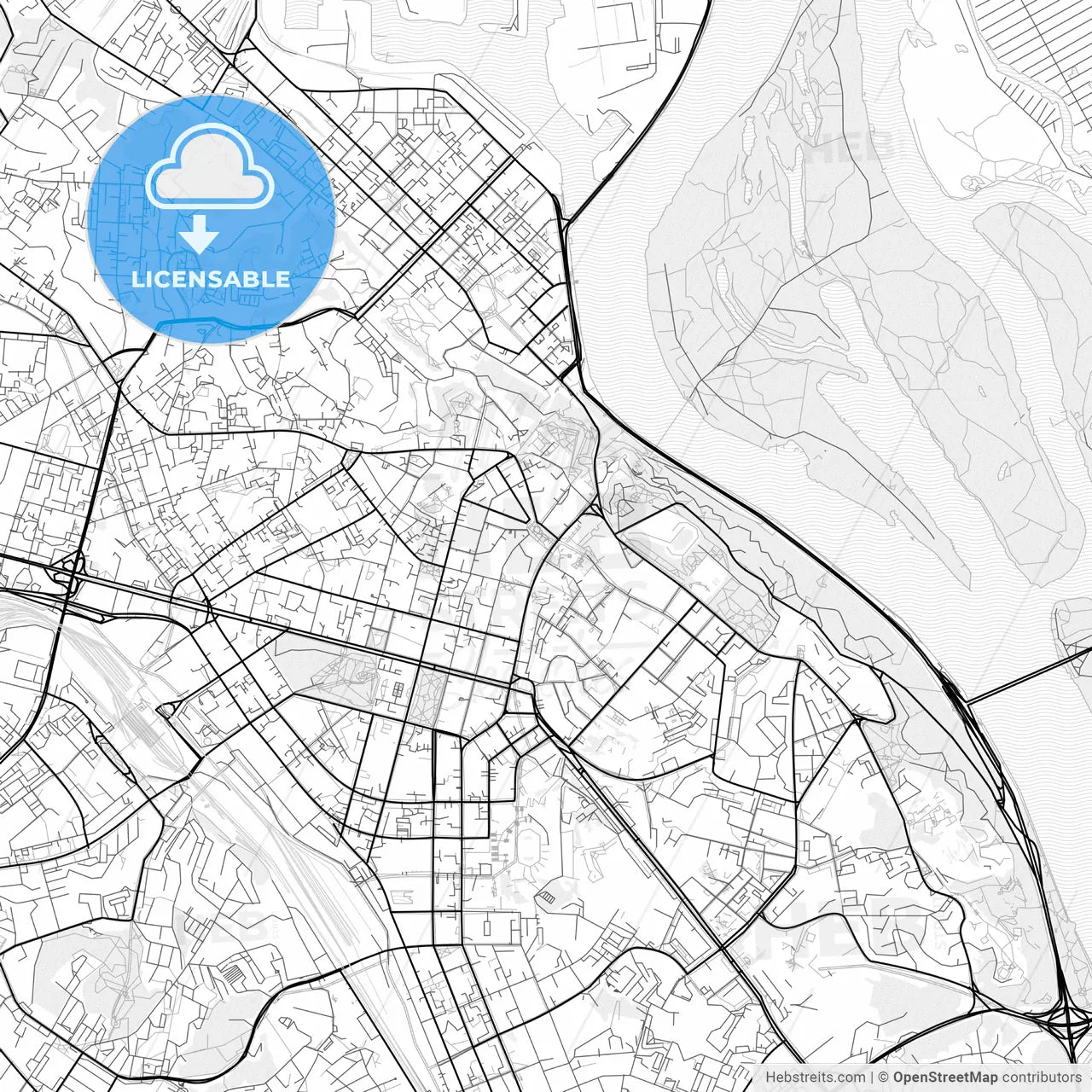 Vector PDF map of Kyiv, Ukraine