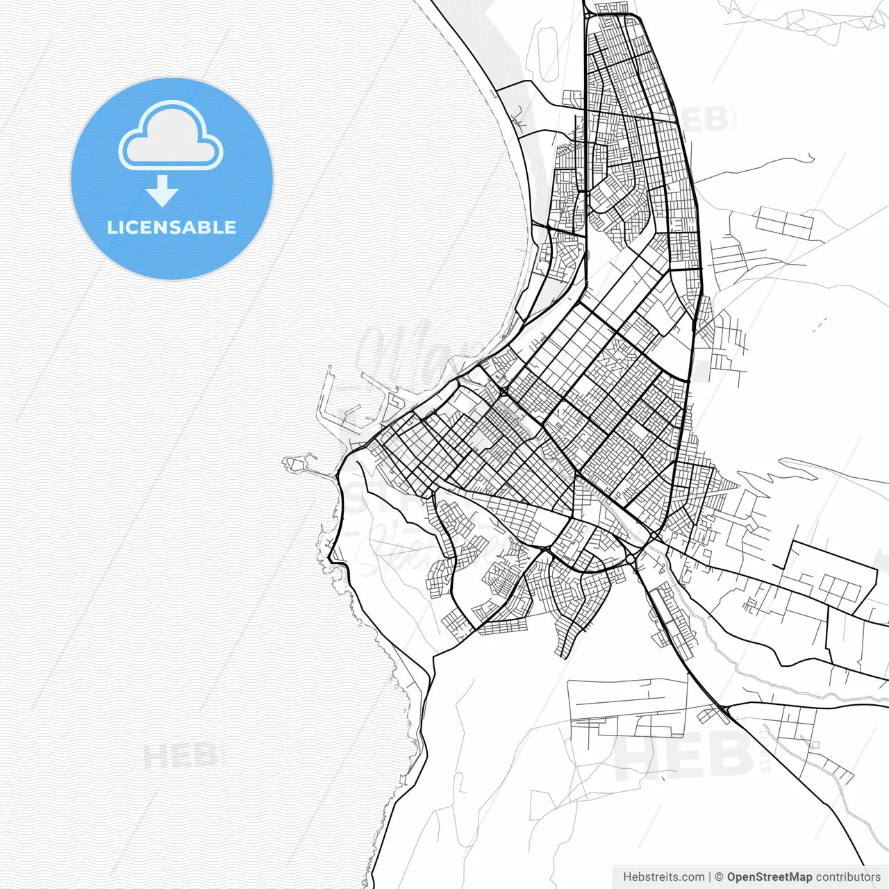 Vector PDF map of Arica, Chile