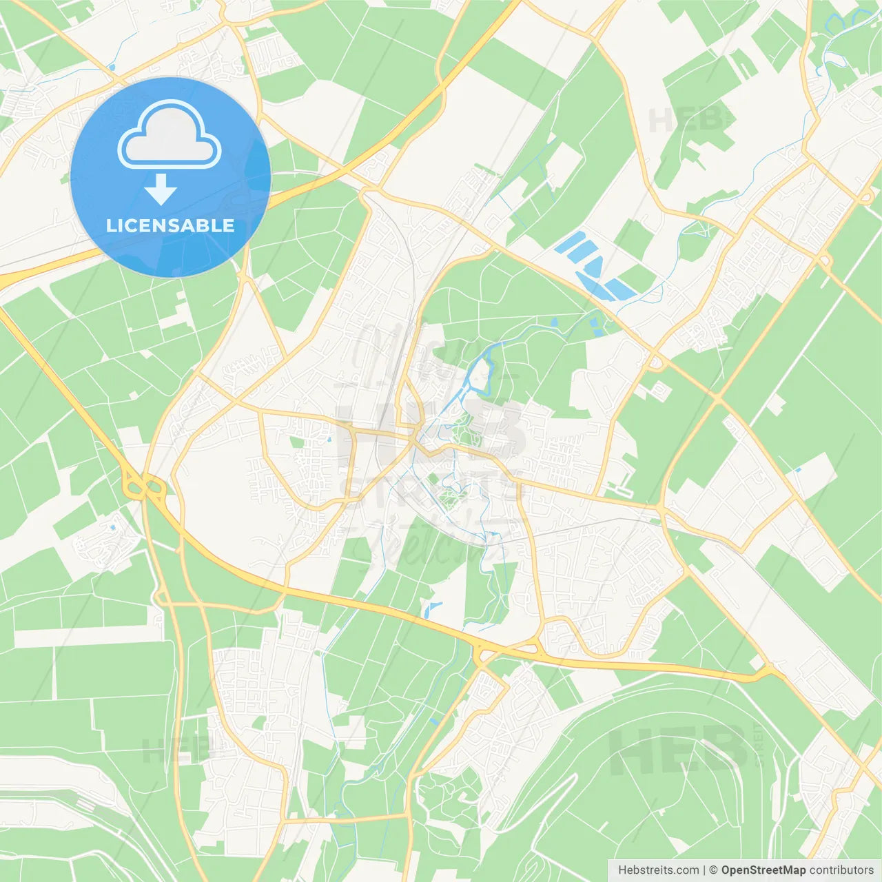 Grevenbroich, Germany Vector Map - Classic Colors