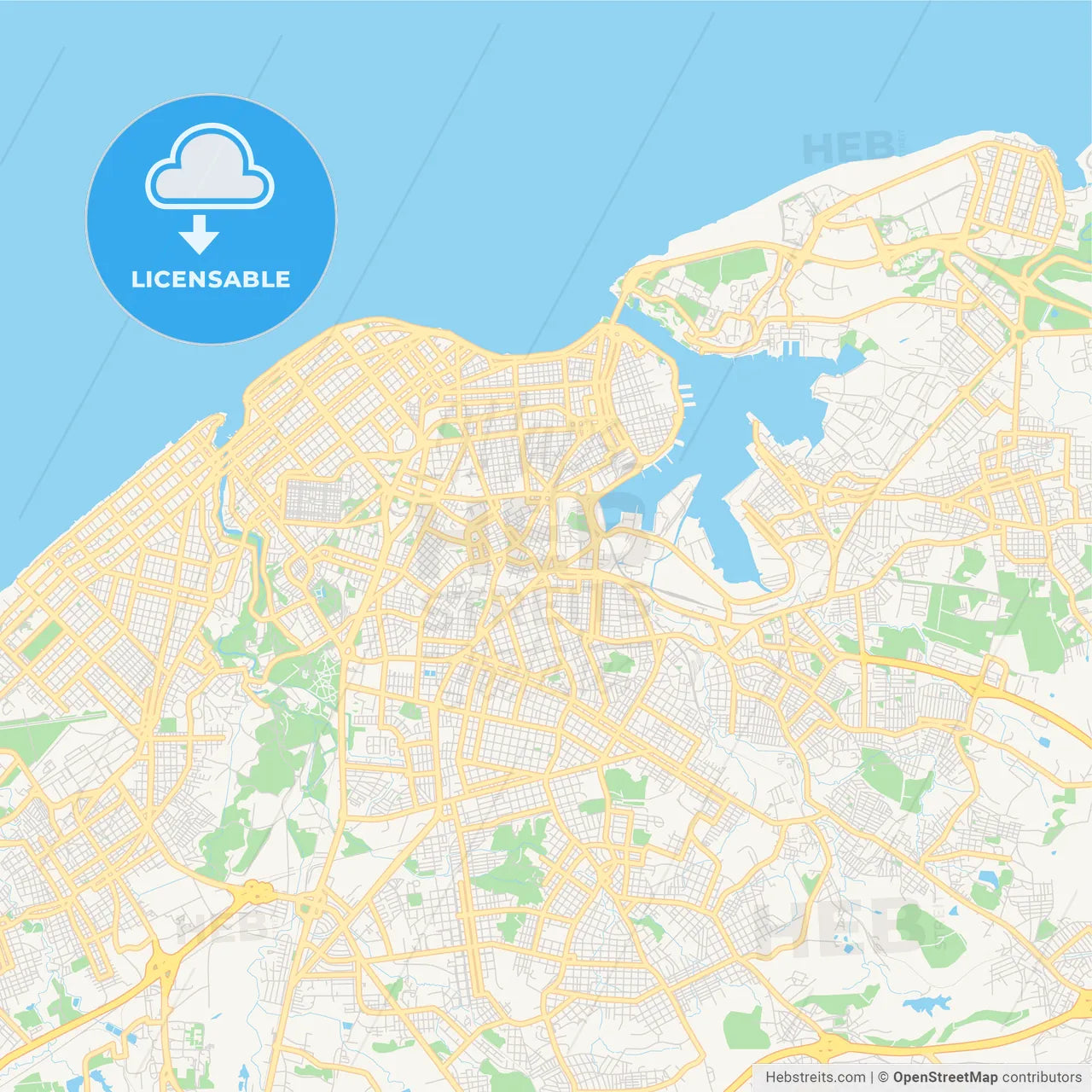 Empty vector map of Havana, Havana, Cuba