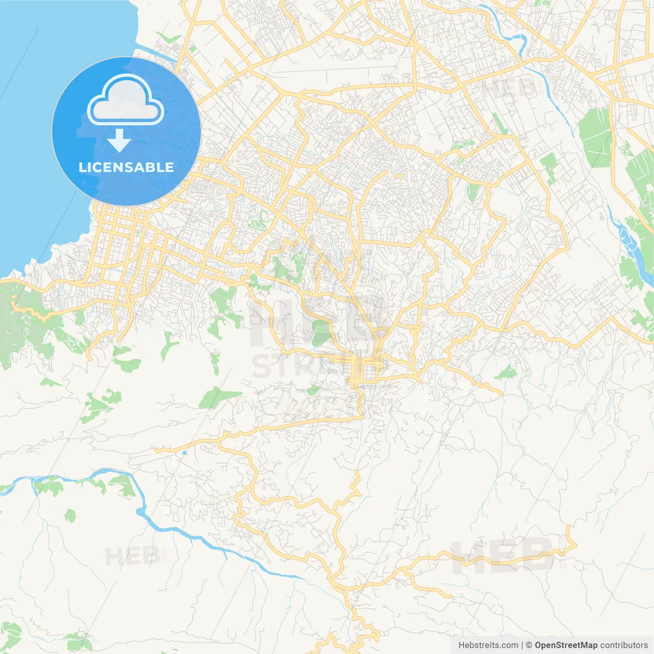 Empty vector map of Pétion-Ville, Ouest, Haiti