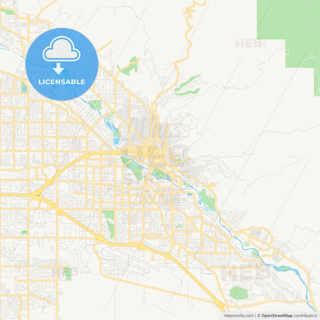 Empty vector map of Boise, Idaho, USA