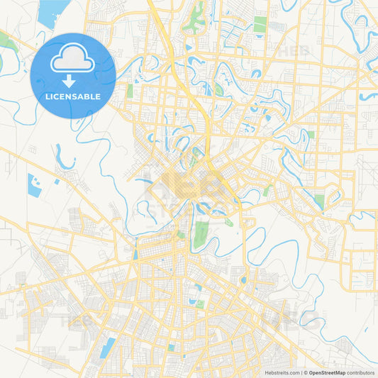 Empty vector map of Brownsville, Texas, USA