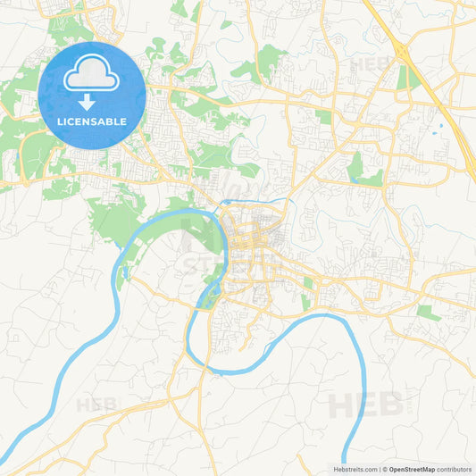 Empty vector map of Clarksville, Tennessee, USA