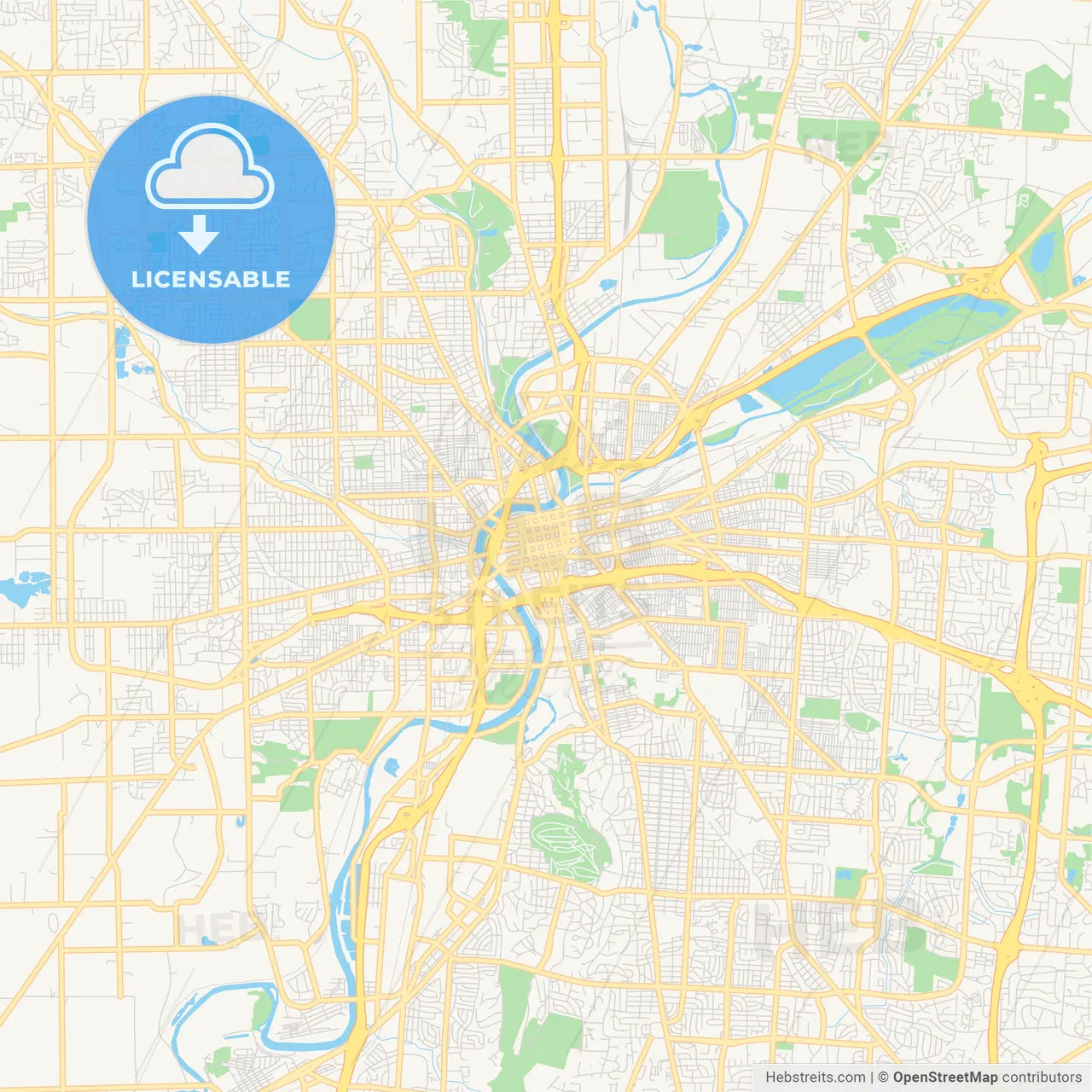 Empty vector map of Dayton, Ohio, USA