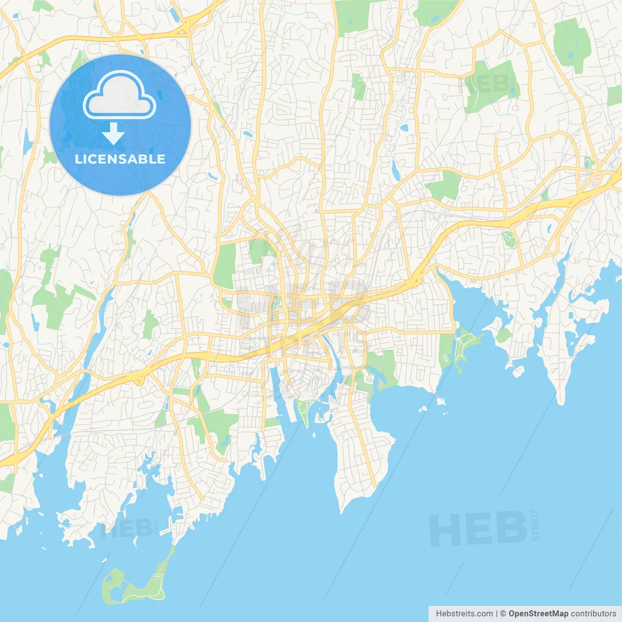 Empty vector map of Stamford, Connecticut, USA