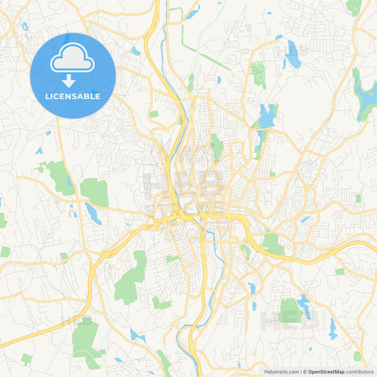 Empty vector map of Waterbury, Connecticut, USA