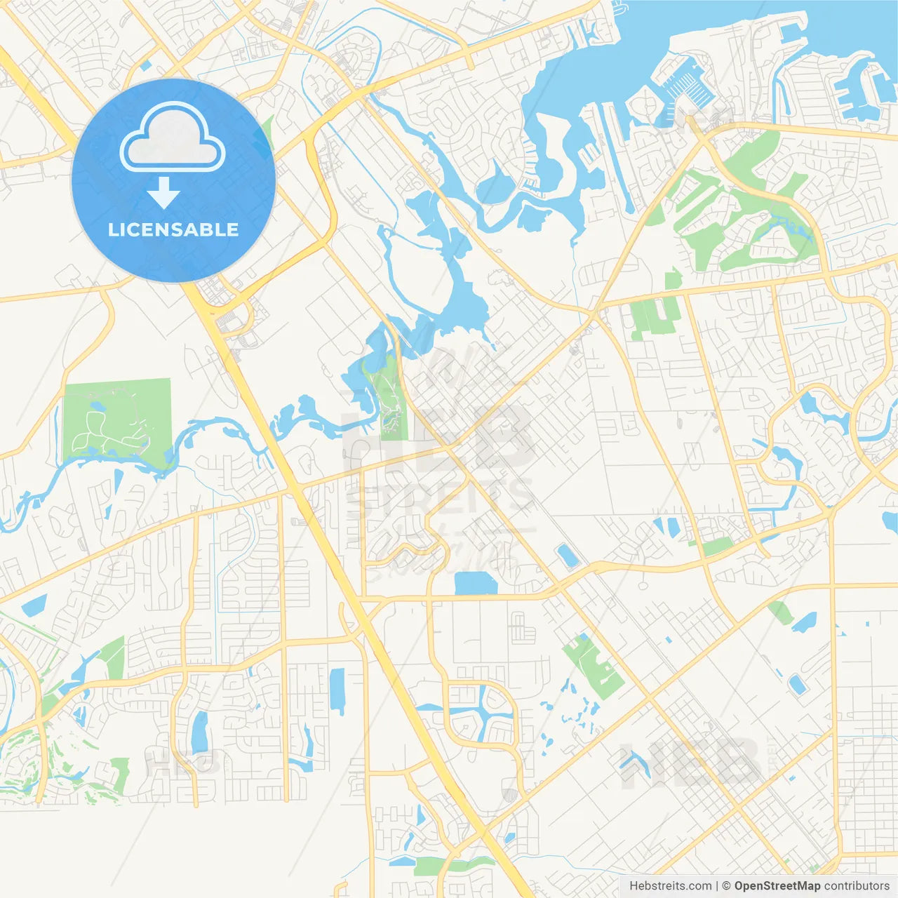 Empty vector map of League City, Texas, USA
