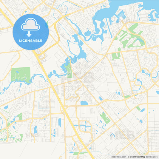 Empty vector map of League City, Texas, USA