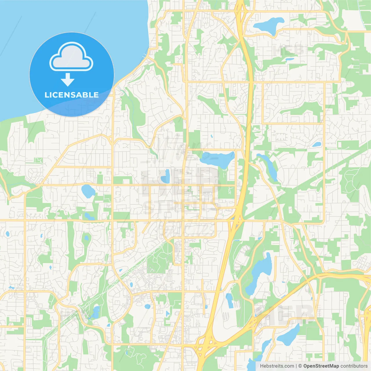 Empty vector map of Federal Way, Washington, USA