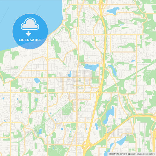 Empty vector map of Federal Way, Washington, USA