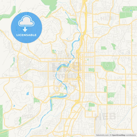 Empty vector map of Bend, Oregon, USA