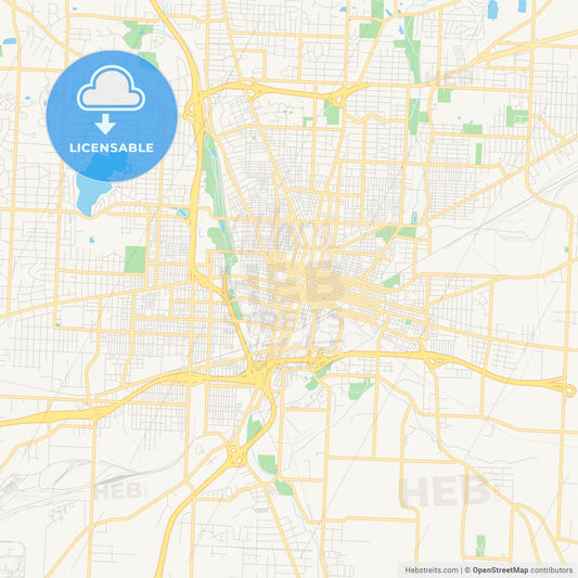 Empty vector map of Canton, Ohio, USA