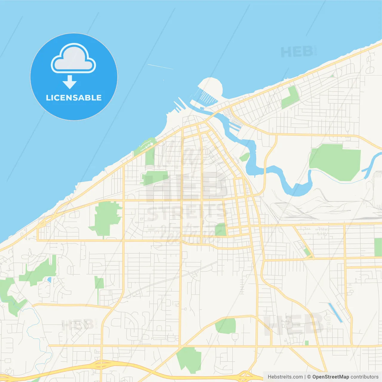 Empty vector map of Lorain, Ohio, USA