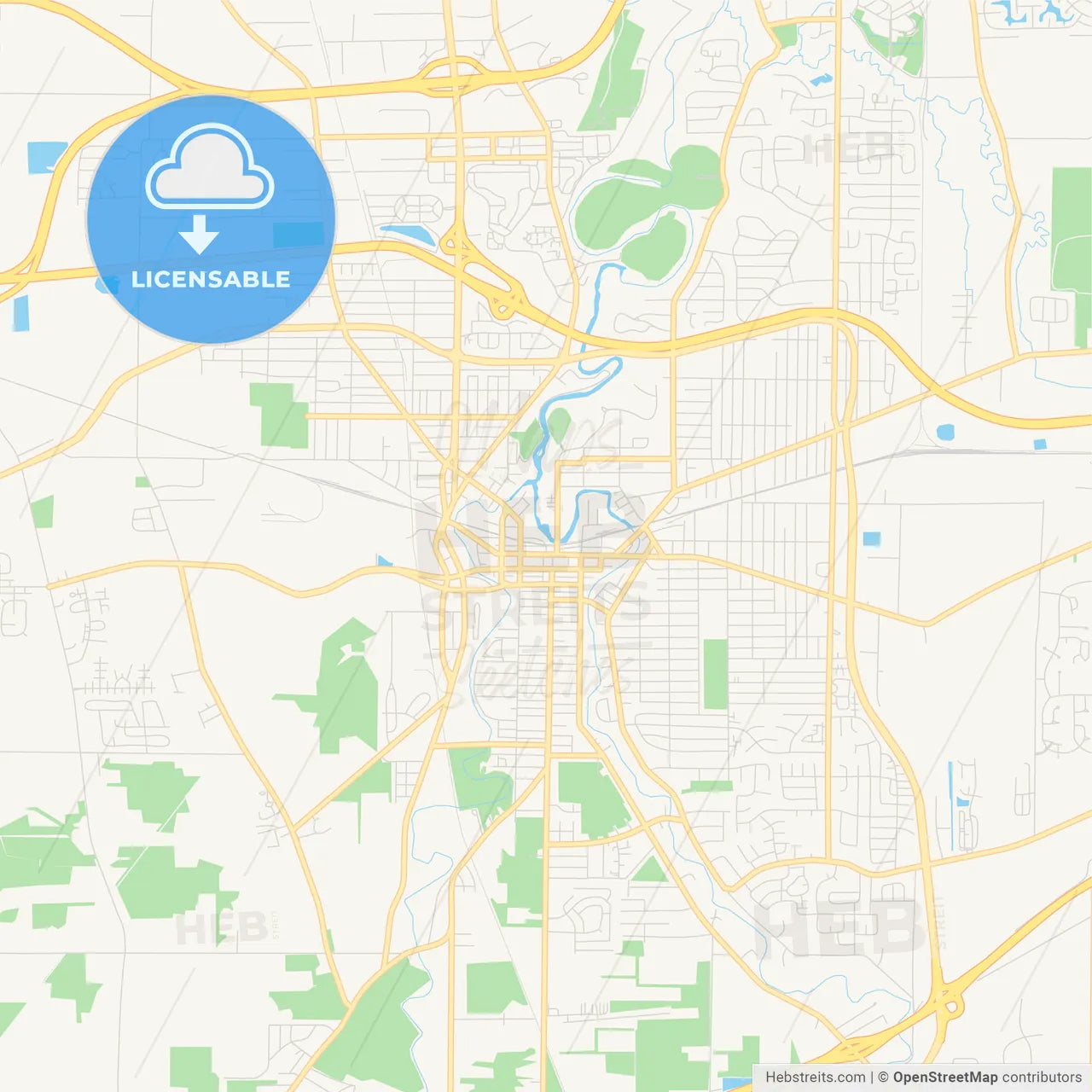 Empty vector map of Elyria, Ohio, United States of America