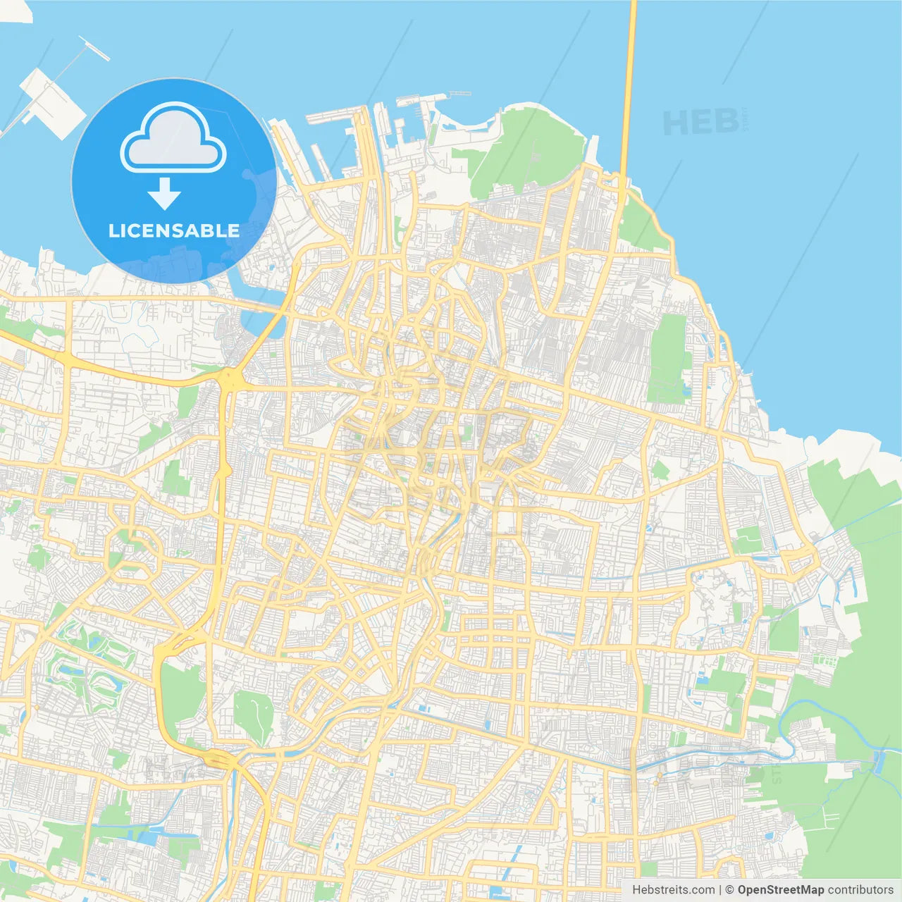 Printable street map of Surabaya, Indonesia