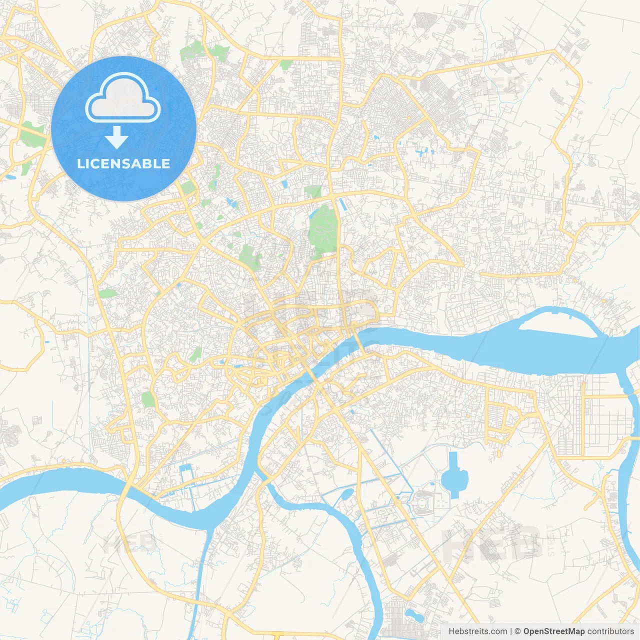 Printable street map of Palembang, Indonesia