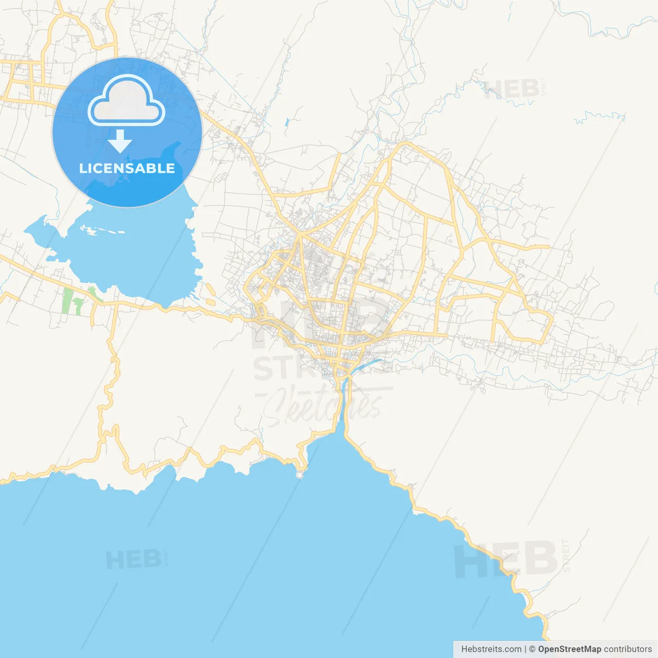 Printable street map of Gorontalo, Indonesia