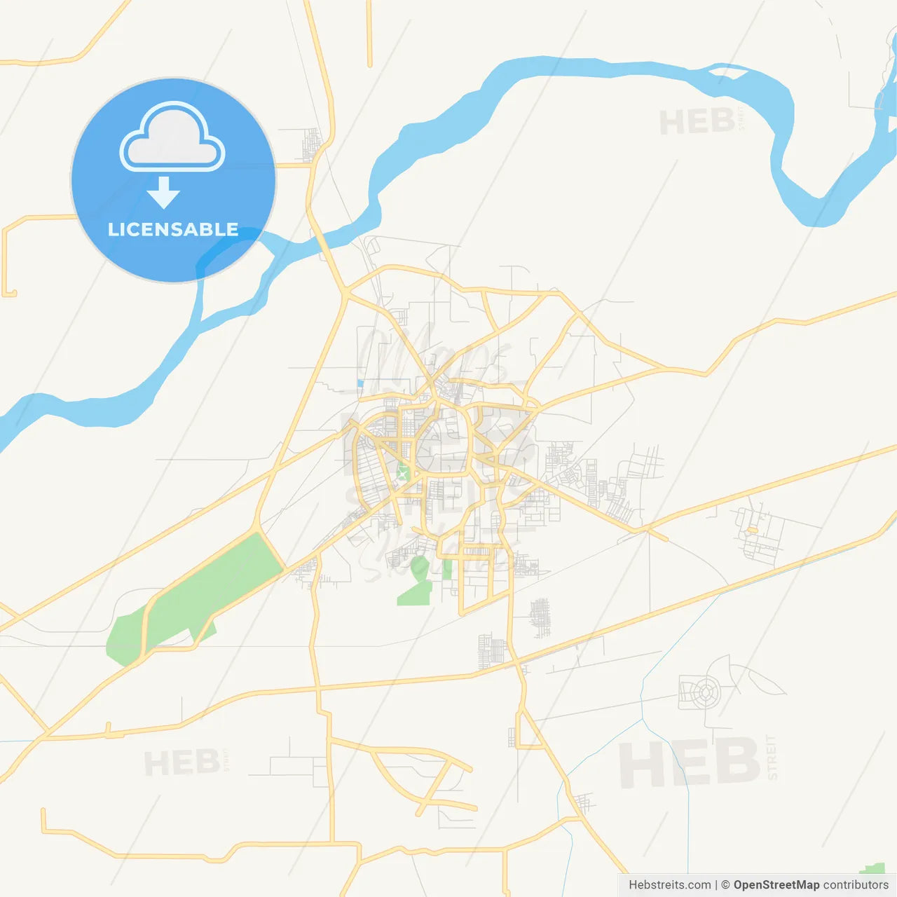 Printable street map of Bahawalpur, Pakistan