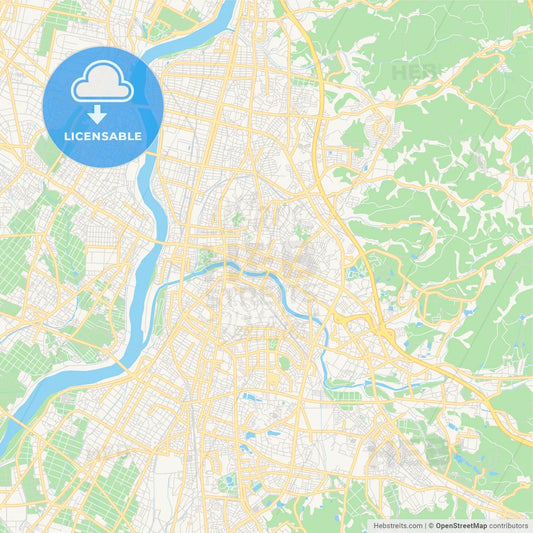 Printable street map of Okazaki, Japan